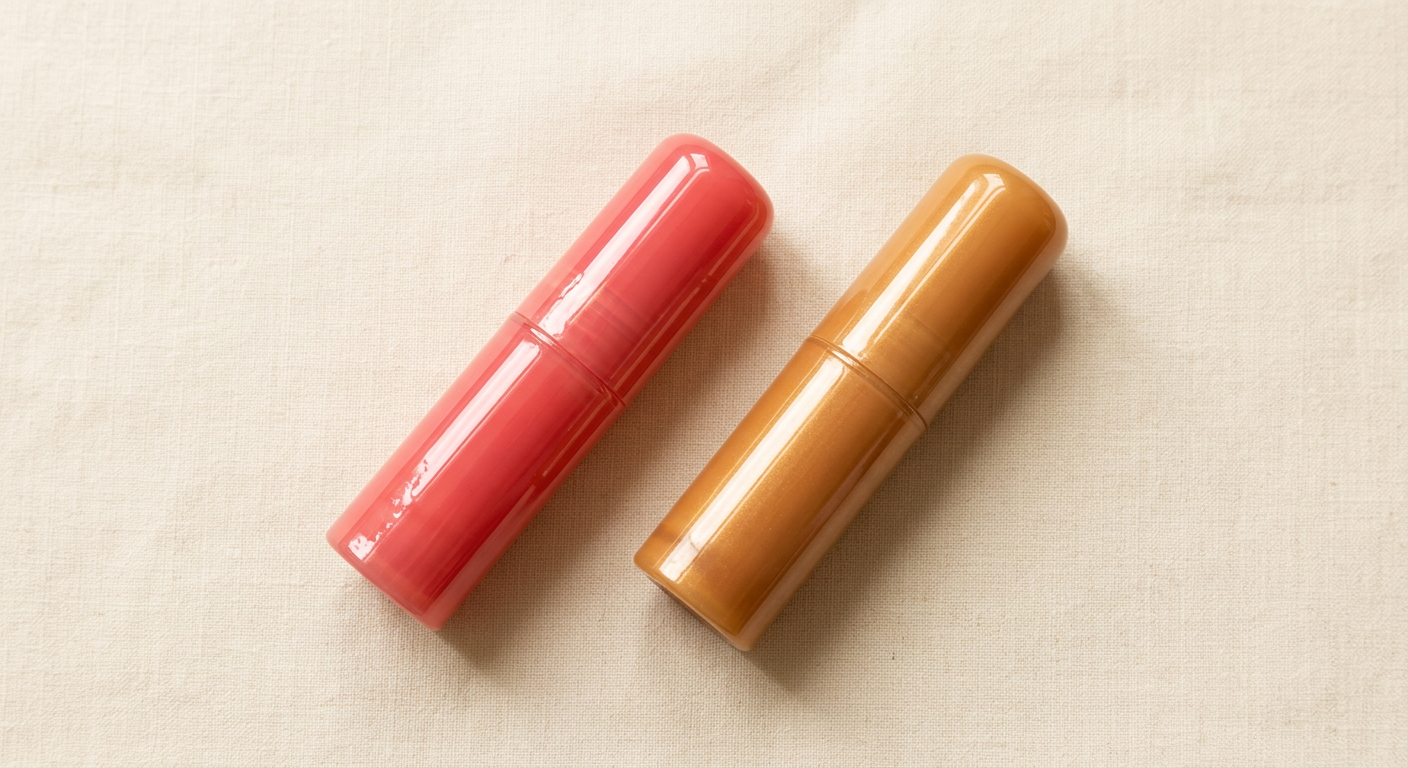Two glossy balm sticks side by side, the kind of viral products the quiz reviews