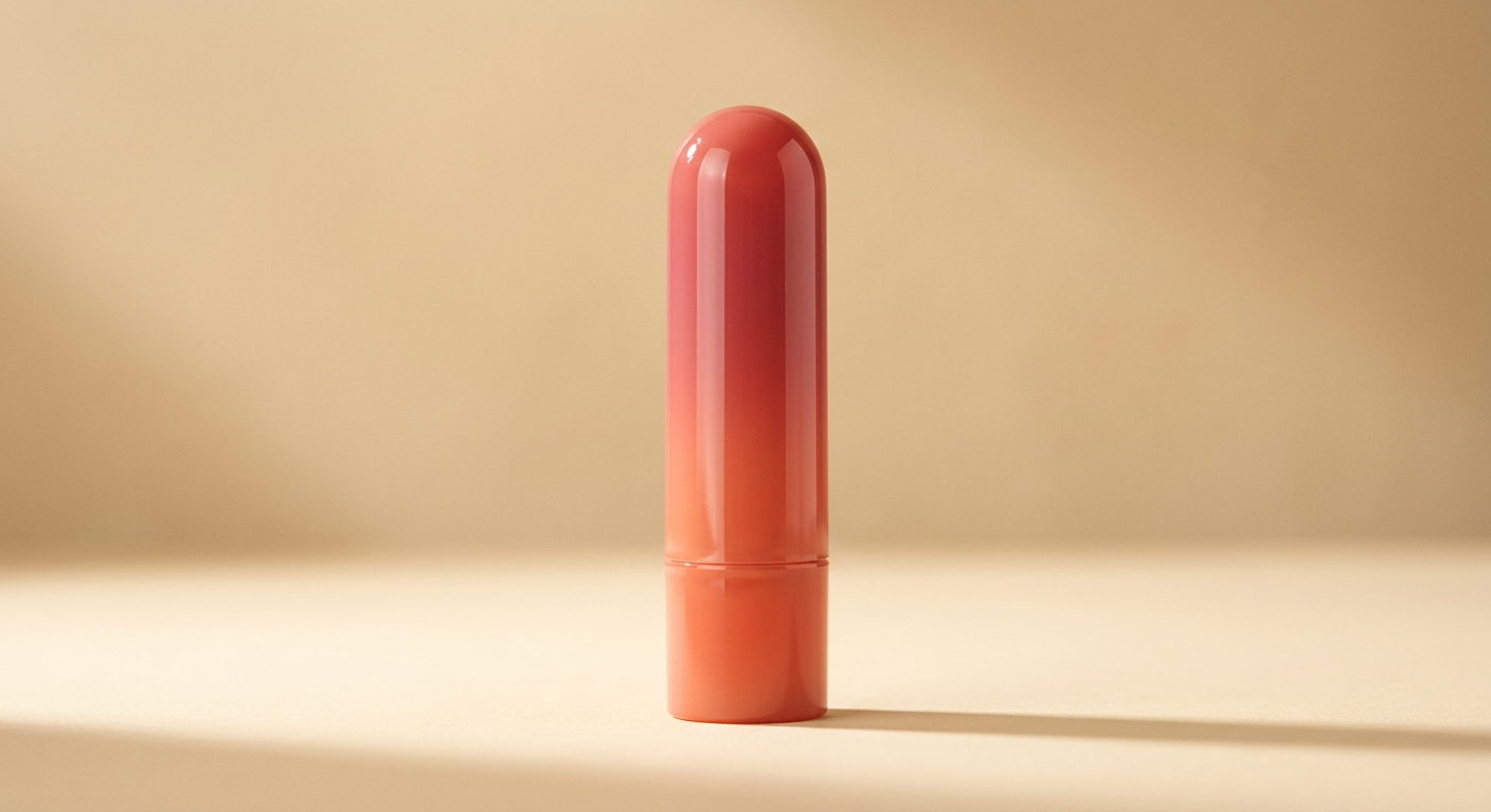 A glossy coral balm stick, the kind of product the quiz matches you to